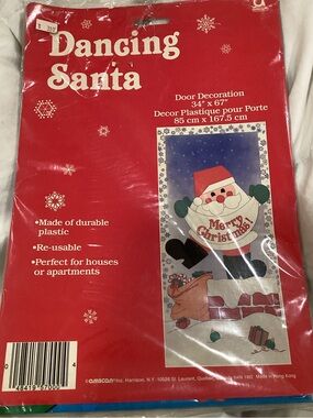 VTG Christmas Door Wrap Amscan Inc NIP .DANCING SANTA #24901